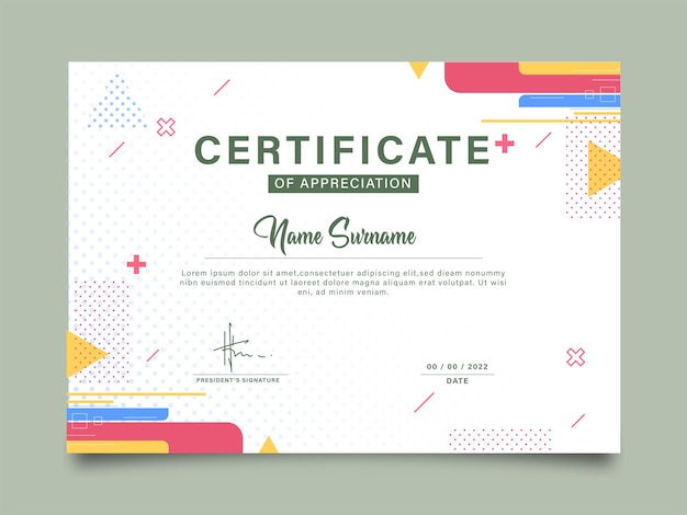 Certificate of Appreciation minimalist template Trendy geometric design gradient