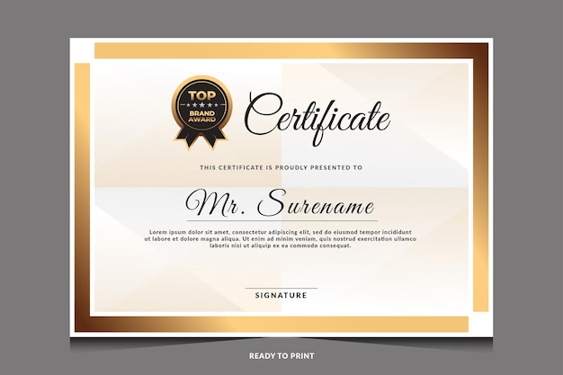 Certificate of appreciation template with gold badge