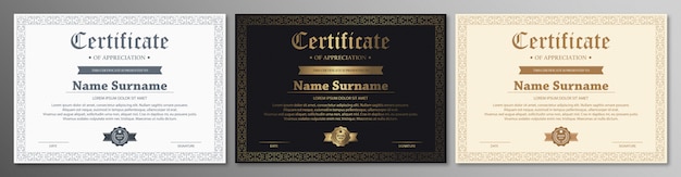 Certificate of appreciation template with vintage gold border 