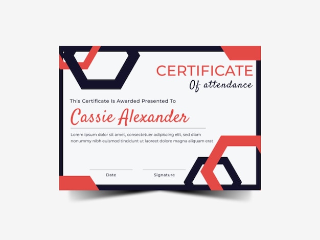 Certificate Black Red Hexagon