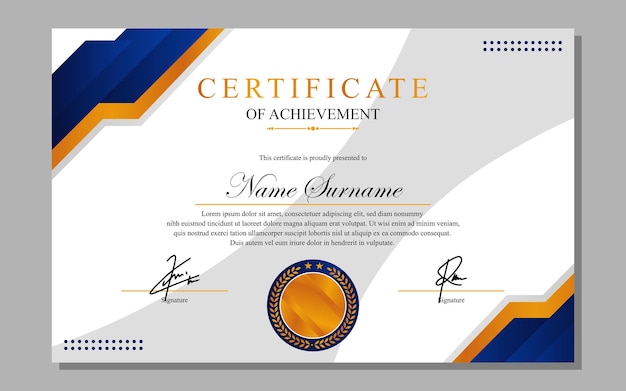 certificate design simple modern a4 luxury certificate blue gold color