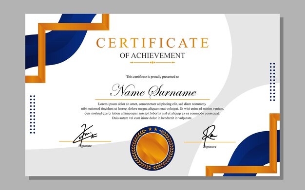 certificate design simple modern a4 luxury certificate blue gold color