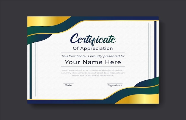 Certificate Design Template Modern professional certificate appreciation award recognition