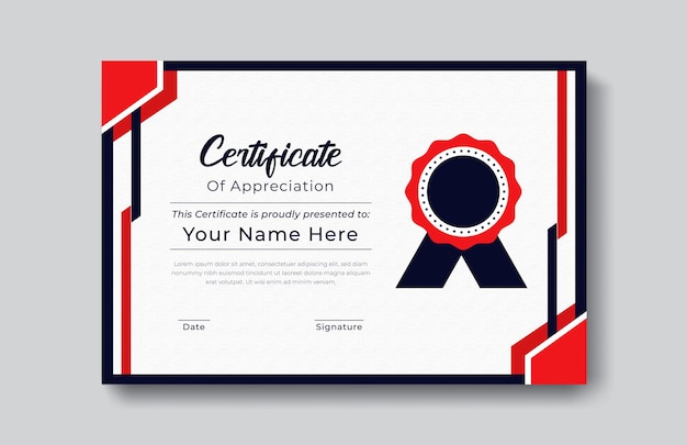 Certificate Design Template Modern professional certificate appreciation award recognition