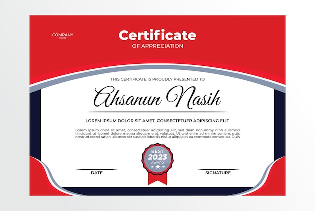 Certificate design template red black