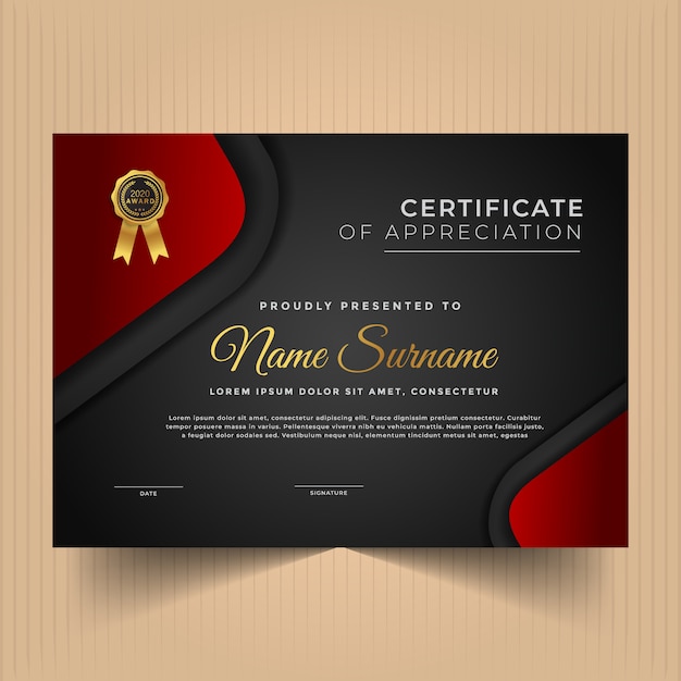 Certificate design template with abstract shapes