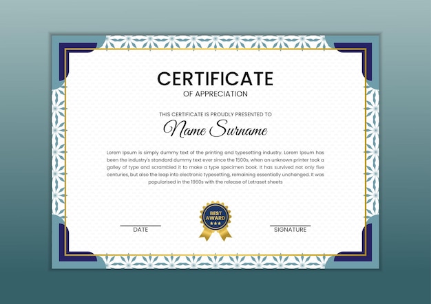 Vector certificate design template