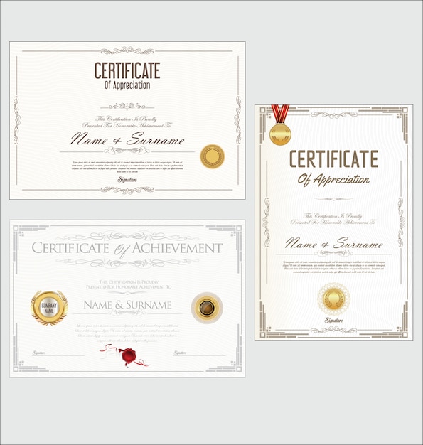 Certificate or diploma retro design collection 