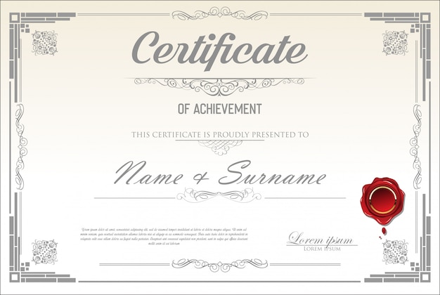 Certificate or diploma retro template 