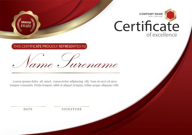 A certificate of excellence is shown in red and gold