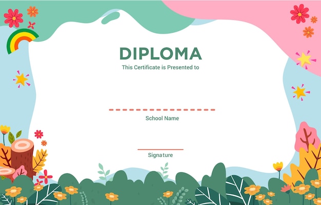 Certificate Kindergarten Education Template