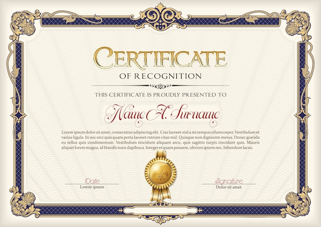 Certificate of Recognition Vintage Frame.