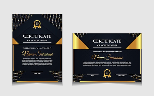 Certificate template design with navy blue and luxury modern shapes