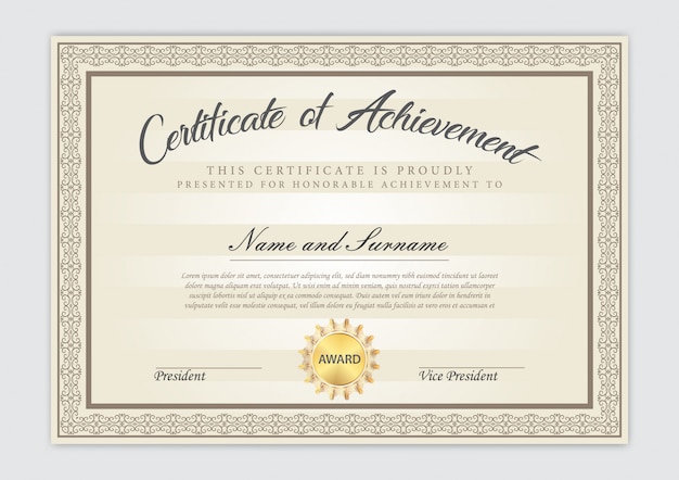 Certificate template luxury design with text element, diploma