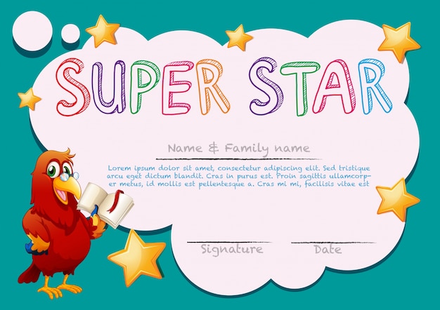 Certificate template for super star