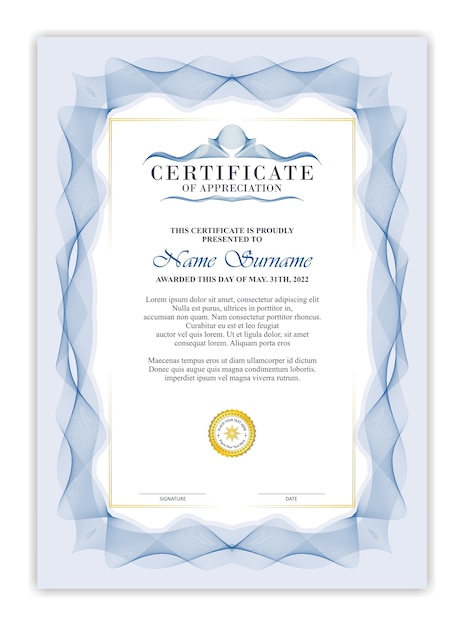 Certificate template. With Classic Blue