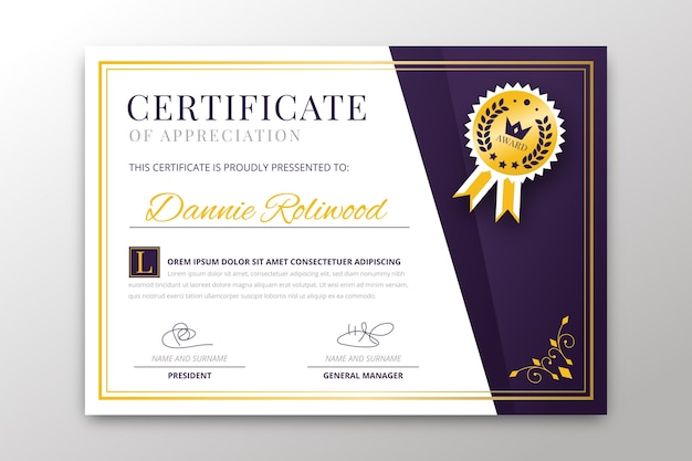 Certificate template with elegant theme