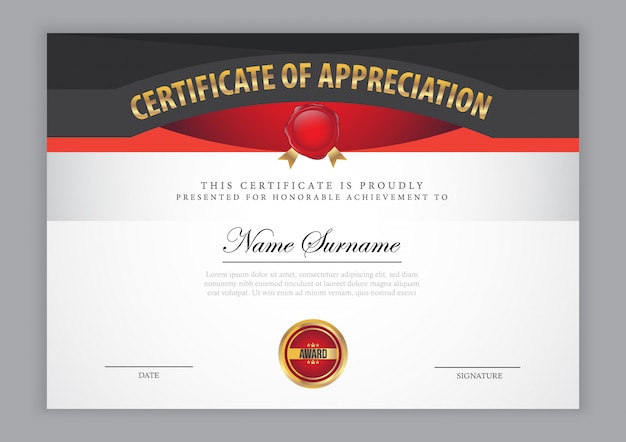 Certificate template with gold element 