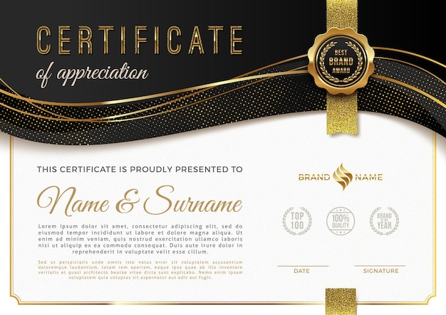 Certificate template with luxury golden elements