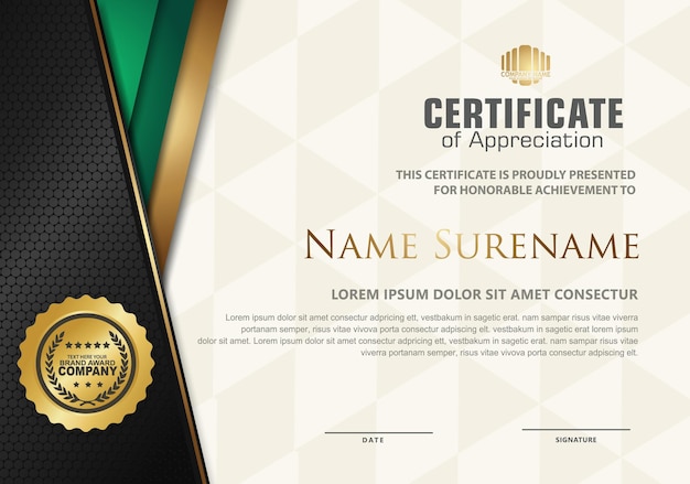 certificate template with luxury pattern diploma Vector illustration