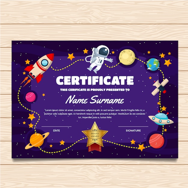 Certificate template with space design