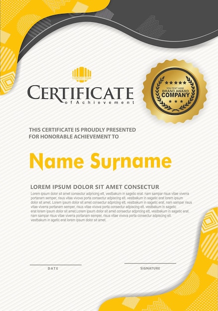 Certificate template with texture modern pattern background