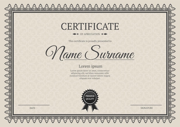 Vector certificate template with vintage border