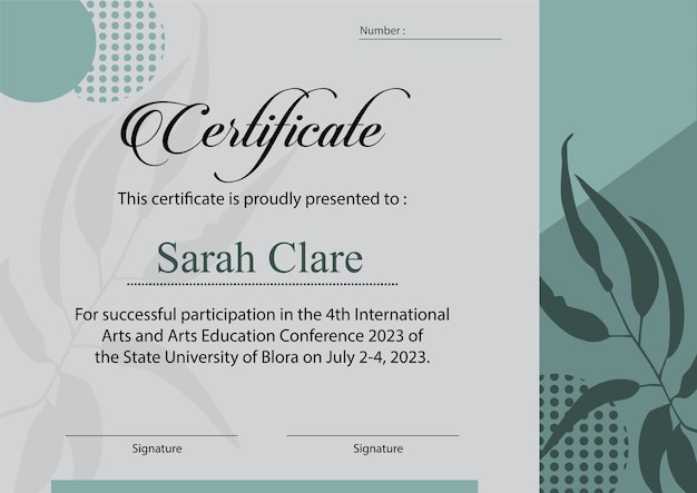 certificate with green natural background