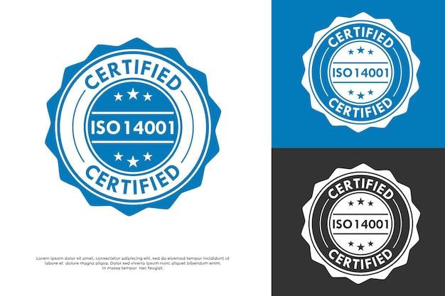 Vector certified iso 14001 logo template illustration