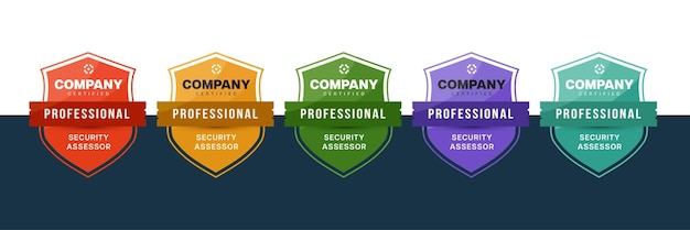 Certified logo shield badge Security assessor sign certificate design Vector professional logo mark