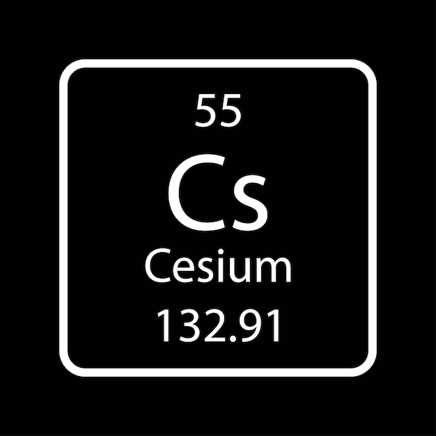 Cesium symbol Chemical element of the periodic table Vector illustration