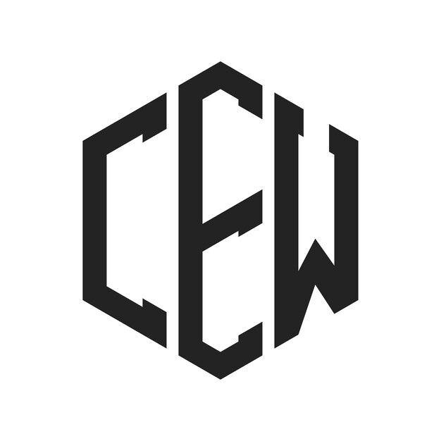 Vector cew logo design initial letter cew monogram logo using hexagon shape