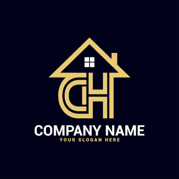 Ch hc Real estate letter logo Vector Template