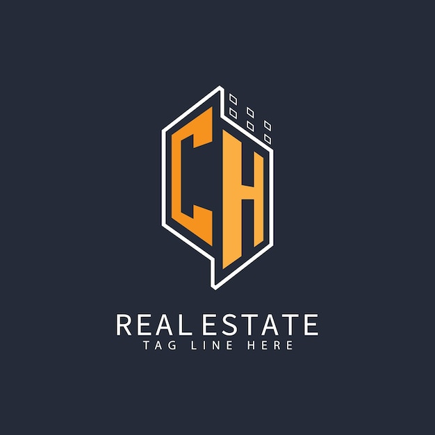 CH initial monogram logo for real estate with home shape creative design