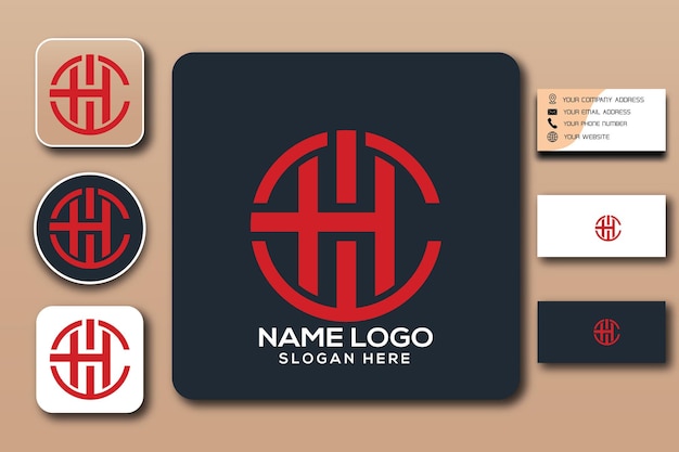 CH monogram logo template color editable