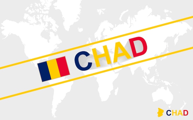 Chad map flag and text illustration