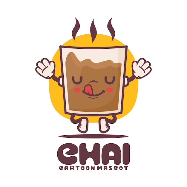 Chai drink cartoon mascot traditional indian drink vector illustration