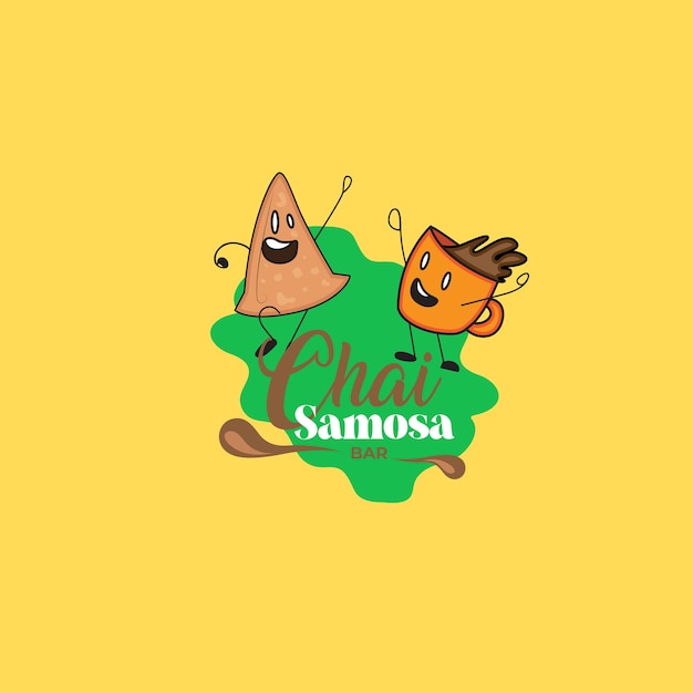 Chai samosa bar vector logo design