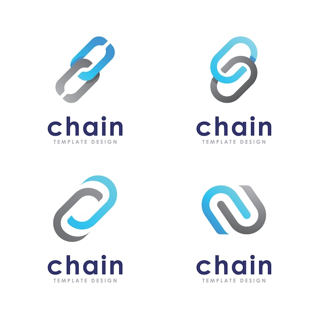 Chain and technology vector logo concept