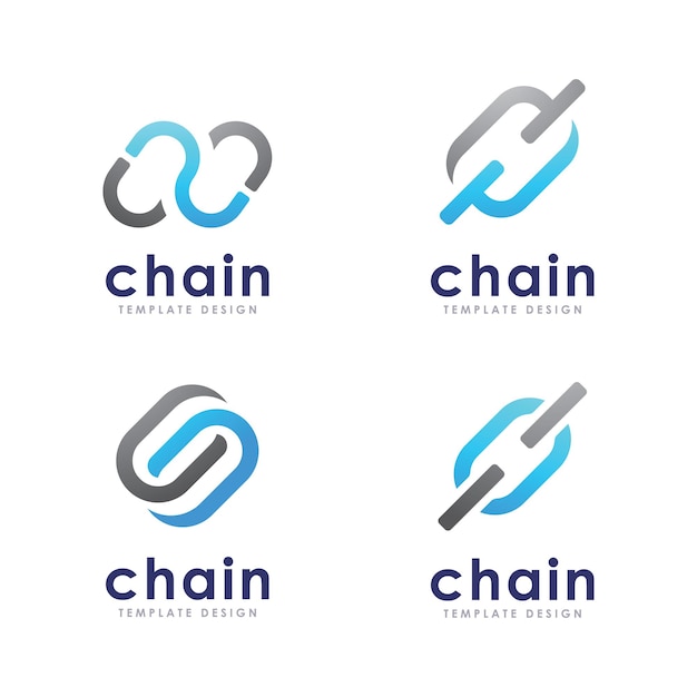 Chain and technology vector logo concept