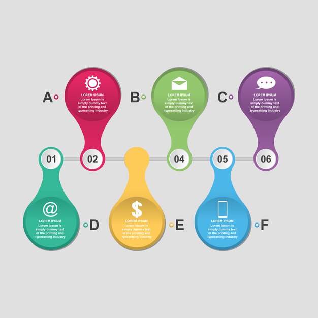 Chained Connected Circle Abstract Business Infographic Template