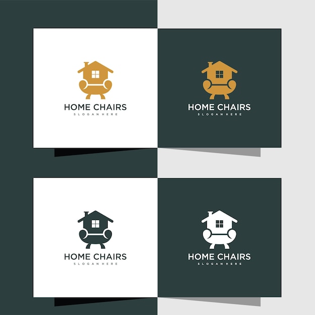 Chair and house vector logo template design