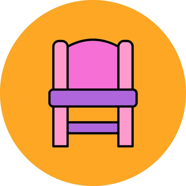 a chair with a pink back that says  a  on it