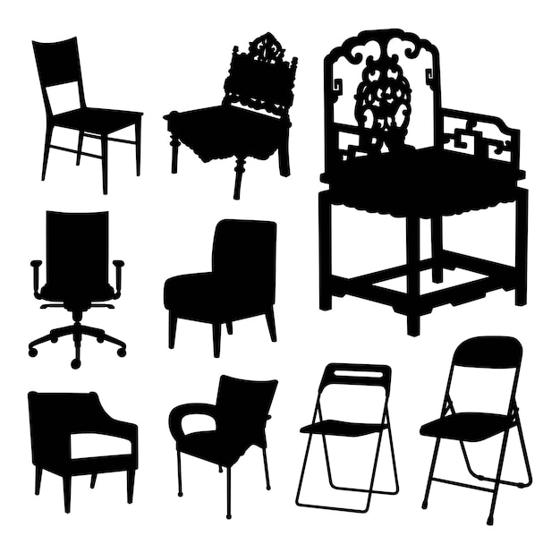 chairs complex and simple design silhouette