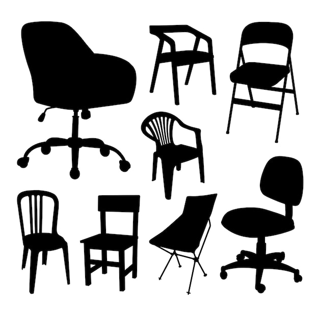 Chairs design style silhouette good use for architect or interior design