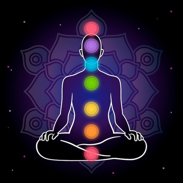 Chakras concept with dark background