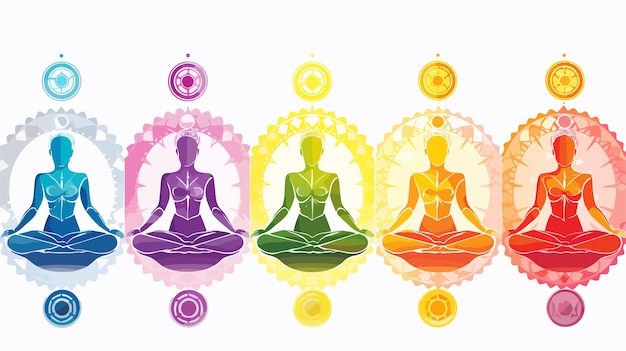 Vector chakras energy centers illustration vector cartoon