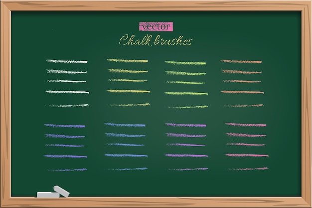 Chalk color brush strokes Charcoal crayon stripes on chalkboard in frame