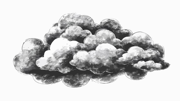 Chalk Drawn Cloud Handdrawn Vector Isolated on White