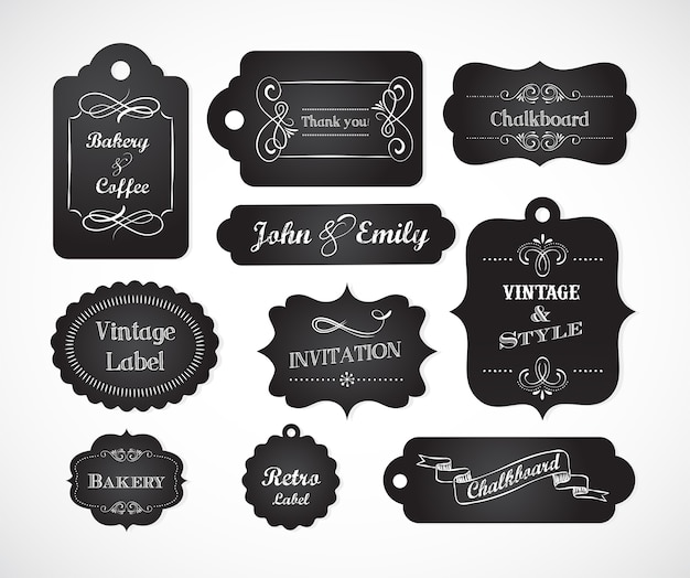 Vector chalkboard hand written vintage elements and frames